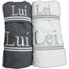RICAMI FIORENTINI BALDI Set 4 asciugamani con ricamo LUI e LEI, spugna di cotone 100% 400 gr/mq, 4 pezzi: 2 viso+2 ospite. Idea regalo. Prodotto artigianale toscano (grigio,bianco)