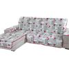 Home Tresor - Copridivano con Penisola Angolare, Reversibile a Cuori, Elastico per Fissaggio, Protezione da Animali Domestici,cm.190x210 Rosso