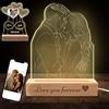 YanNanKe Lampada fotografica personalizzata con illusione di ritratto 3D Luce notturna con placca incisa con immagine personalizzata con base in legno Lampada personalizzata a LED in acrilico con foto regalo