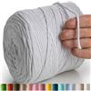 MeriWoolArt® Corda di Cotone 4mm 225m Corda Macramè Naturale, Filato Morbido per Tessuto da Parete, Macrame Fatto A Mano Parete Appeso Boho, Piume Macramè Acchiappasogni, Decorazione Macramè Fai Da Te