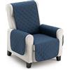 MAXIFUNDAS FUNDAS DE SOFA & CHAISE LONGU MAXIFUNDAS | Fodera per poltrona imbottita reversibile 1 posto/relax- Copripoltrona extra morbida blu/grigio chiaro - Fodera protettiva per poltrona con cinghie elastiche di fissaggio - Copripoltrona