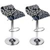 uyeoco Stampato Coprisedile per Sedia da Cucina da Bar Senza Schienale 4/2/1 Pezzi, Copri Fodera Sgabello da Bar Quadrato Elasticizzato(#14,2PCS)