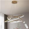 ZenithBeam Lampada a Sospensione Tre Anelli Esagonali Dorati,Lampadario Led Soffitto In Acciaio Inox,Lampadario Camera Da Letto Con Telecomando Soggiorno,Plafoniere Regolabili Per Sala,Pranzo,Ufficio,Cucina,Came