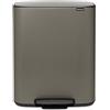Brabantia Bo Pedal Bin Pattumiera Per Raccolta Differenziata, Acciaio, Platinum, 2x30 Litri