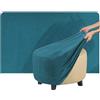 QOEUIUJ Copri Pouf Rotondo 60 90 cm Velluto Elasticizzato Copertura Ottomana Round 40x40 45x45 Protettiva for Poggiapiedi con Fondo Elastico(Blu scuro,Diameter 48cm)