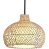 JMEDIC Lampada A Sospensione Lavorata A Mano, Lampadario Vintage in bambù Naturale, Lampadario A Sospensione Country in Vimini Rattan, Paralume A Sospensione Rustico E27 per Lanterna, per Sala Pranzo