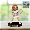 XIAO.Z Personalizzato Sport Tennis Player Foto Cartoon Style Desktop Scultura, Personalizzato Tennis Lover Fun Picture Cartone animato ritratto cornice segno regalo di targa