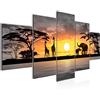 Runa Art - Quadri Africa Tramonto 200 x 100 cm 5 Pezzi XXL Decorazione Murale Design Arancia 000251c