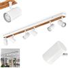 hofstein Lampada da soffitto Gesteira di HOFSTEIN, a 6 luci in metallo/legno nei colori bianco/naturale, design boho moderno con paralumi regolabili, GU10, sala da pranzo, soggiorno, cucina, camera da letto
