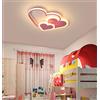 GUANSHAN Plafoniera 3D LED Creativa Stereoscopica Cuori Lampada da Soffitto Illuminazione per Ragazzi Ragazze Camera da Letto Scuola Materna, Luce Calda, 30W, Rosa