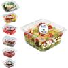 Generico GM - 50 Vaschette Quadrate Trasparenti 2000 cc con Coperchio Attaccato, Contenitori Ermetici in PET Idonei al Contatto Alimentare per Gastronomia, Asporto e Pranzo - 18×17×8h cm