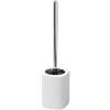 Baroni Home Scopino WC con Porta Scopino in Ceramica Style Modern, Accessori Bagno WC, Scovolino Water in Ceramica Resistente, 10,5x10,5x41 cm, Bianco