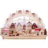 Brubaker Arco di luce a LED 3D Arco di candela - paesaggio invernale con centro storico - Illuminazione a LED - legno naturale - 43,5 x 27 x 10,1 cm - dipinto a mano