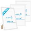 PHOTOLINI Cornici 18x24 cm bianco legno MDF, set di 3 cornici per poster, plexiglass infrangibile, da tavolo o da parete, accessori extra inclusi - per foto, immagini e poster