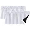 LINFKY Tende corte Mantovana, Termoisolate Tende Piccole per Finestre della Cucina, Tenda Corta per Il Bagno per La Finestra del Camera da Letto, 132x46cm (Bianco Grigiastro,2)