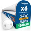 Eurocali 6 Tubi LED 24W 150cm T8 G13 SMD con Starter 3000 Lumen Garanzia 3 Anni - Luce Calda 3000K - Alta Luminosità 125 lm/W - Sostituzione Neon per Negozio Garage Soffitto Materiale Nano Plastic