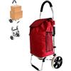 R.Leone Carrello spesa 2 Ruota Grande robusto telaio in alluminio e borsa in tela impermeabile rimovibile ideale per lo shopping comodo e pratico (Rosso, 2 Ruota)