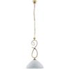 Be-Light Sospensione 1 Luce Ferro Battuto Laccato Decapé Avorio Vetro Bianco Serie Dallas