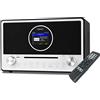 Maxxo CD03 DAB DAB+ e FM, lettore CD, radio WiFi, Bluetooth, USB, DLNA da 2,8, display TFT a colori, cuffie, uscita Aux/Line, jack da 3,5 mm, 2 x 20 W di potenza RMS