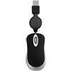 Generic Mini Mouse Ottico Retrattile Portatile USB Con Cavo Ergonomico per Ufficio a Casa, Computer PC Laptop (Black)