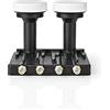 NEDIS LNB - Monoblocco quadruplo 6.0 ° - Connessione d'uscita: 4x connettore a F. - frequenza di cifre del rumore: 0.85 dB - Guadagno di conversione: 52-67 dB - Nero - Adatto per: Astra+ / Hotbird