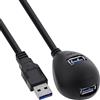 InLine 21347 Cavo USB 3.0, Prolunga, Type-A Maschio/Femmina, con Piedistallo, 3 m, Nero
