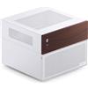 Jonsbo N4 NAS Case Bianco - Case Micro-ATX compatto per NAS fai-da-te, spazio per 6x HDD da 3,5 e 2x da 2,5, 4 slot low-profile, USB-C e USB-A, design in legno