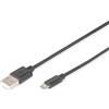 DIGITUS Cavo USB 2.0-1,8 m - USB-A a Micro B - 480 Mbps - Cavo di collegamento per computer, notebook, hub, smartphone - Nero