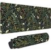 Sweetshow Tappetino per mouse verde botanico floreale 80 x 30 cm XL verde foresta pianta cottage core nero esteso grande tappetino per mouse da gioco tappetino per tastiera tappetino in gomma antiscivolo bordi