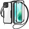 FERLAN Cover per Honor 400 Lite con Cordino, 360 Gradi Antiurto Custodia con Protezione Schermo Integrata Trasparente Rugged TPU Bumper Doppia Protettiva Cover per Honor 400 Lite -Nero