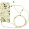 Phoona Cover con Cordino per Xiaomi Redmi Note 9 Pro/Note 9S 4G 6,67,Aesthetic Fiori Custodia con Laccio Collana Tracolla,Antiurto Silicone Necklace Protettiva Case Corda per Redmi Note 9S,Crisantemo