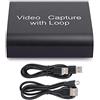 KIKYO Scheda di Acquisizione, Scheda di Acquisizione Video USB3.0 con Uscita Loop, Scheda di Acquisizione HDMI 4K Ultra HD Adatta per Console di Gioco PS4 / PS3 / Xbox One Live Streaming(Nero)