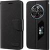 Shantime Custodia Flip in Tessuto Oxford e Pelle PU Compatibile con Doogee V40 Pro, Cover Protettiva con Chiusura Magnetica e Tasche per Carte (Nero)