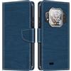 Shantime Custodia pelle effetto legno per Cubot Kingkong X - Blu | 6.58 Custodia flip con chiusura magnetica, portacarte e guscio portafoglio a protezione totale