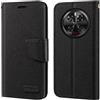 Shantime Custodia Flip in Tessuto Oxford e Pelle PU Compatibile con Doogee V40, Cover Protettiva con Chiusura Magnetica e Tasche per Carte (Nero)