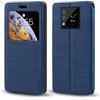 Shantime Custodia Flip in Pelle con Finestra Compatibile con Unihertz Titan 2 2025, Display Visibile, Chiusura Magnetica Invisibile e Slot Carta(Blu)