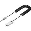 HunicandIU Ricevitore audio per auto, adattatore wireless USB per auto, ricevitore audio Aux per auto, microfono incorporato con presa da 3,5 mm, per musica e chiamate in vivavoce