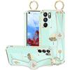 Yarxiawin Custodia per OPPO Reno 6 5G, Sottile Morbido Accessori Case con Cordino & Anello Oro per OPPO Reno 6 5G Cover Silicone Antiurto Elegante Estetica (Verde)