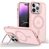 Mixroom - Cover Cavalletto per iPhone 15 Custodia Supporto Stand Invisibile Pieghevole Compatibile con MagSafe Cerchio Magnetico Integrato Rosa C06