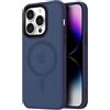 Mixroom - Cover Custodia Bumper Opaco per iPhone 16 Pro Max Compatibile con MagSafe Accessori Cerchio Magnetico Integrato Retro Semitrasparente Bordo Morbido in TPU Silicone Blu scuro
