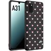 CUSTOMIZZA - Custodia cover nera morbida in tpu compatibile per Samsung A31 cuori pois rosa su nero donna pin up vintage