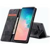 WenBaby CaseMe Cover per Samsung Galaxy S10 Plus, Magnetica Cover a Libro con Slot per Schede, Custodia in PU Pelle Portafoglio per Samsung Galaxy S10 Plus, Nero