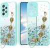 Yarxiawin Brillantini Custodia Per Samsung Galaxy A52s 5g, Rosa Cordino per Samsung A52 Cover Trasparente Silicone Sottile Morbido Case Antiurto per Donne (Verde)