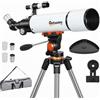 Outsunny Telescopio Astronomico con 80mm Apertura/500mm, 40X/16X Telescopio Rifrattore Portatile con Adattatore Telefono, Borsa da trasporto, Treppiede Regolabile in Altezza per Adulti, Bianco e Nero