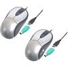 SIMPLETEK - 2x Mouse Ottico USB/PS2 Combo Ergonomico | Cablato, 800 DPI, 3 pulsanti | Windows Linux Sistemi Legacy | Adattatore PS/2 incluso