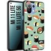 CUSTOMIZZA - Custodia cover nera morbida in tpu compatibile per Xiaomi Mi 11 Lite/Mi 11 Lite 5G sushi disegni giapponese nighiri acquamarina verde