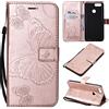 ShuiSu Custodia a portafoglio per Huawei Honor 7X, bella farfalla goffratura pelle PU morbida chiusura magnetica cavalletto portafoglio tasche per carte polsino guscio protettivo -oro rosa