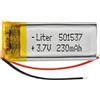 Liter energy battery Batteria 501537 LiPo 3.7V 230mAh 0.851Wh 1S 5C Liter Energy Battery per l'elettronica Ricaricabile Telefono Portatile Smartwatch Orologio GPS - Non adatto per Radiocomando 37x15x5mm (230mAh|501537)