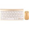 VBESTLIFE Combinazione Tastiera e Mouse Wireless, Set Tastiera e Mouse Compatto Silenzioso Portatile Ultra Sottile 2.4G con Indicatore LED per Ufficio Domestico (GOLD)