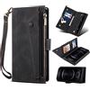 TiHen Compatible con Cover Samsung S10 Lite, Flip Pelle Portafoglio Custodia con Slot per Carte,Magnetica Antiurto Kickstand+Vetro Temperato Pellicola Protettiva*2-Nero